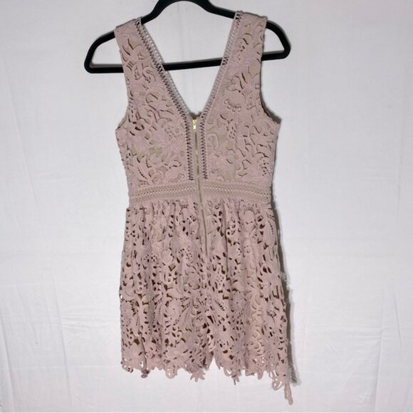 SOLD-New Look Premium Nude Blush Lace Overlay Sleeveless Mini Dress 6 - Picture 2 of 14